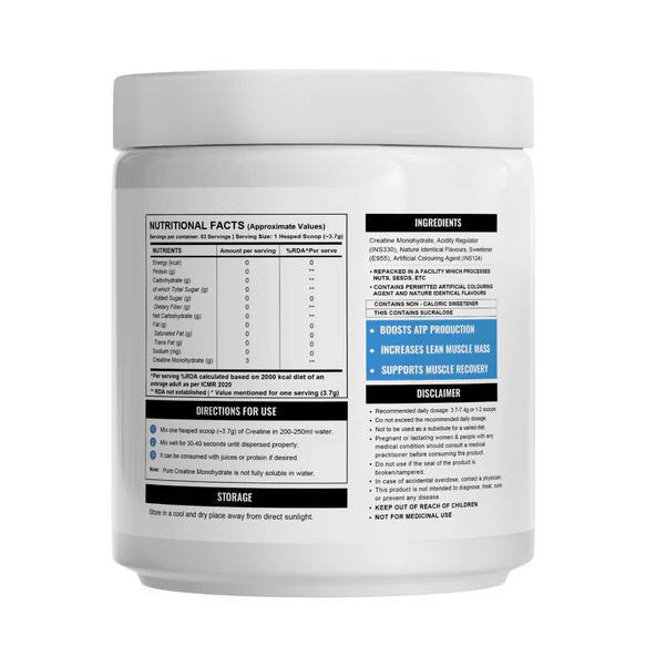 Wellcore - Pure Micronised Creatine Monohydrate (307g, 83 Servings) Fruit Fusion - Image 3