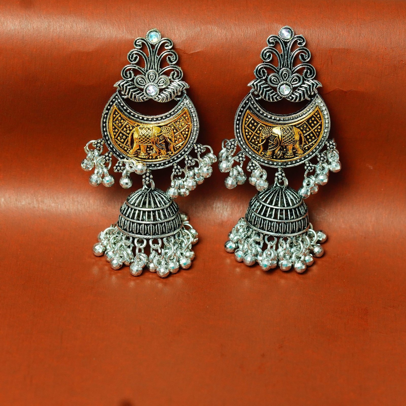 Ethnic Dual Tone Elephant dangler Dangler Earrings - Image 4