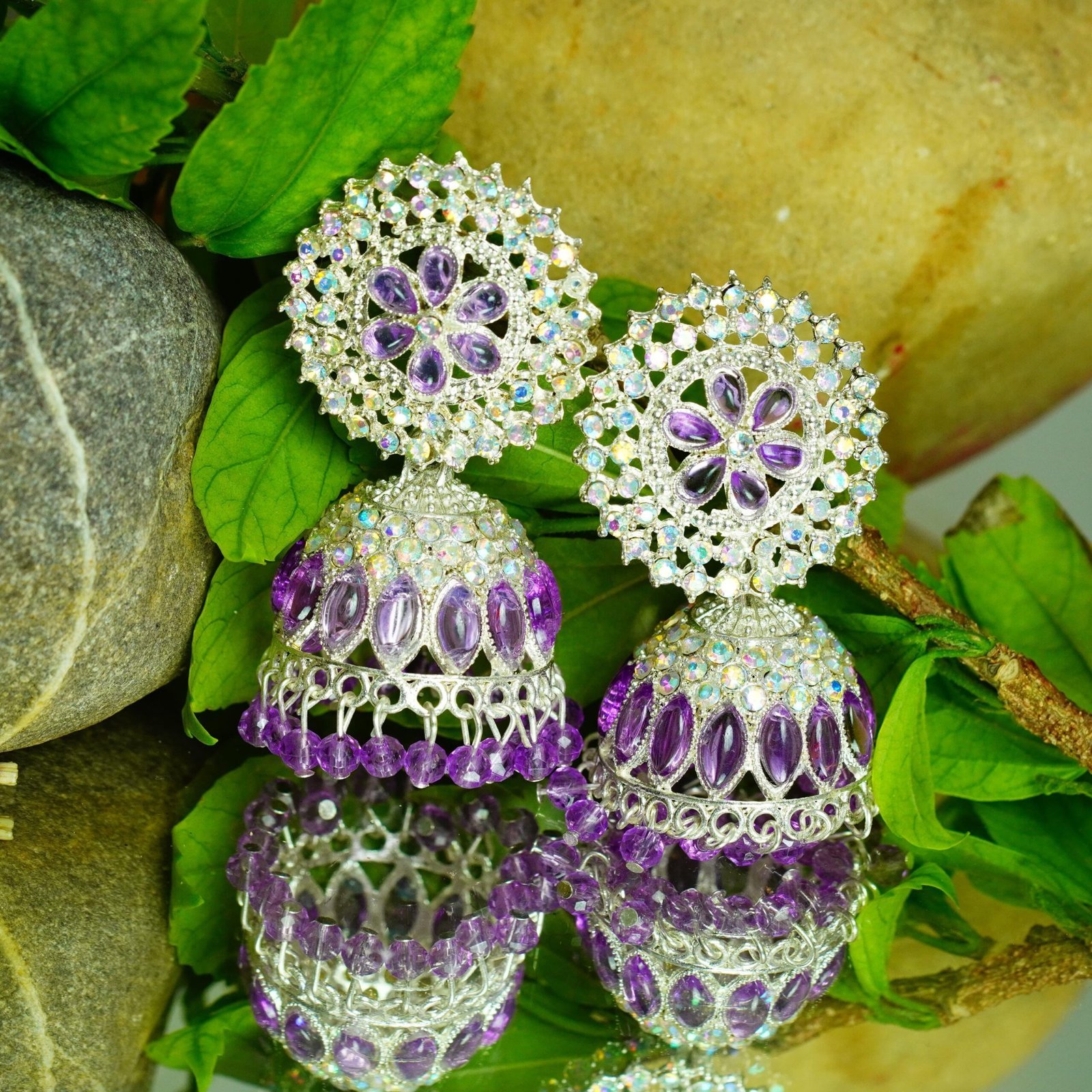 Aura Crystal Dangler Jhumkas