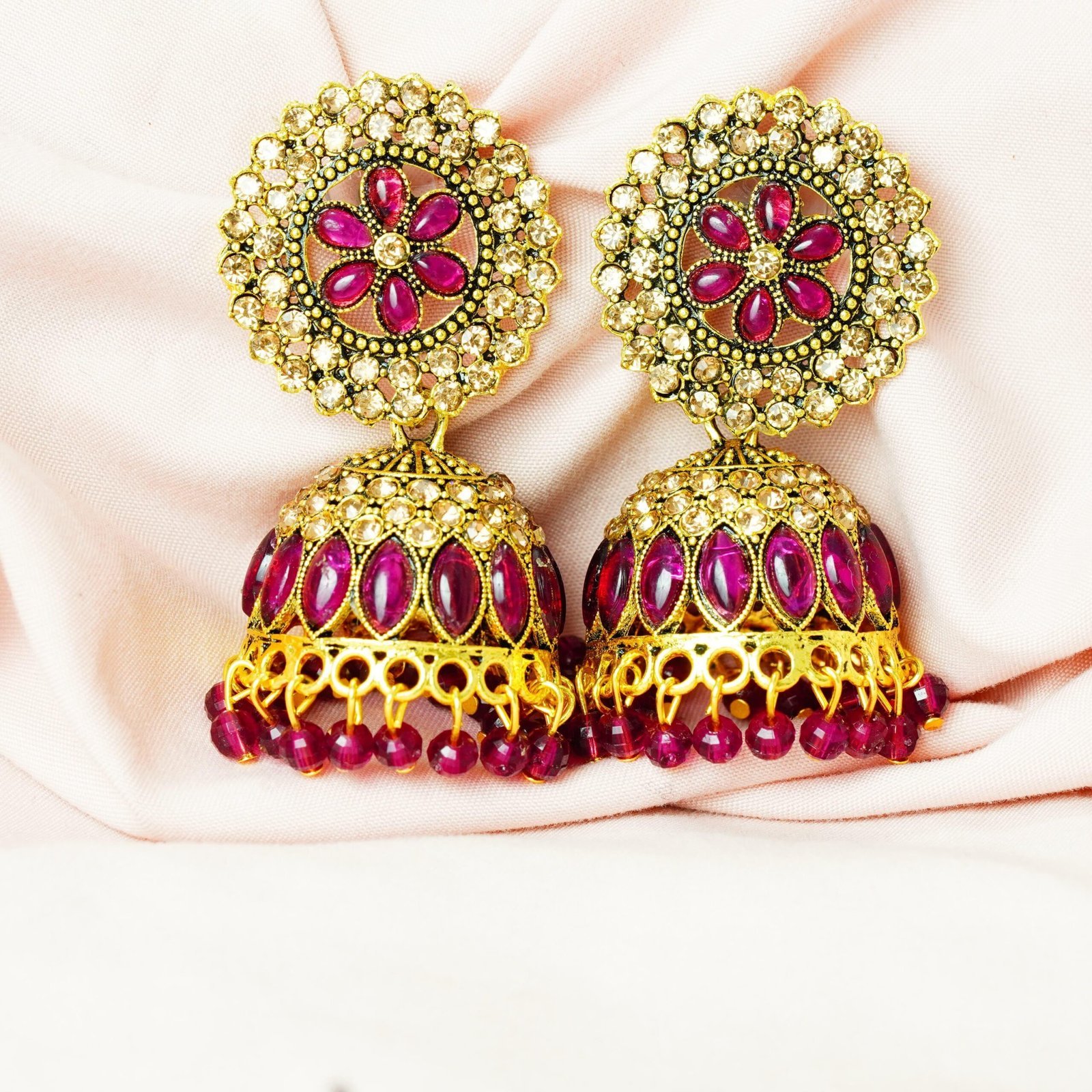 Meenakari & Stone Work Jhumka Earrings
