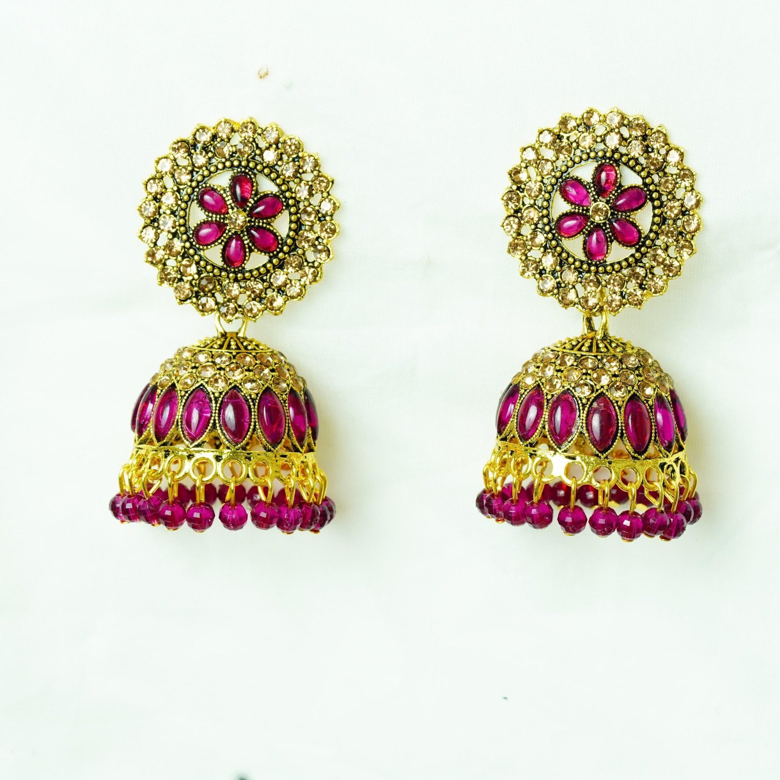 Meenakari & Stone Work Jhumka Earrings - Image 2