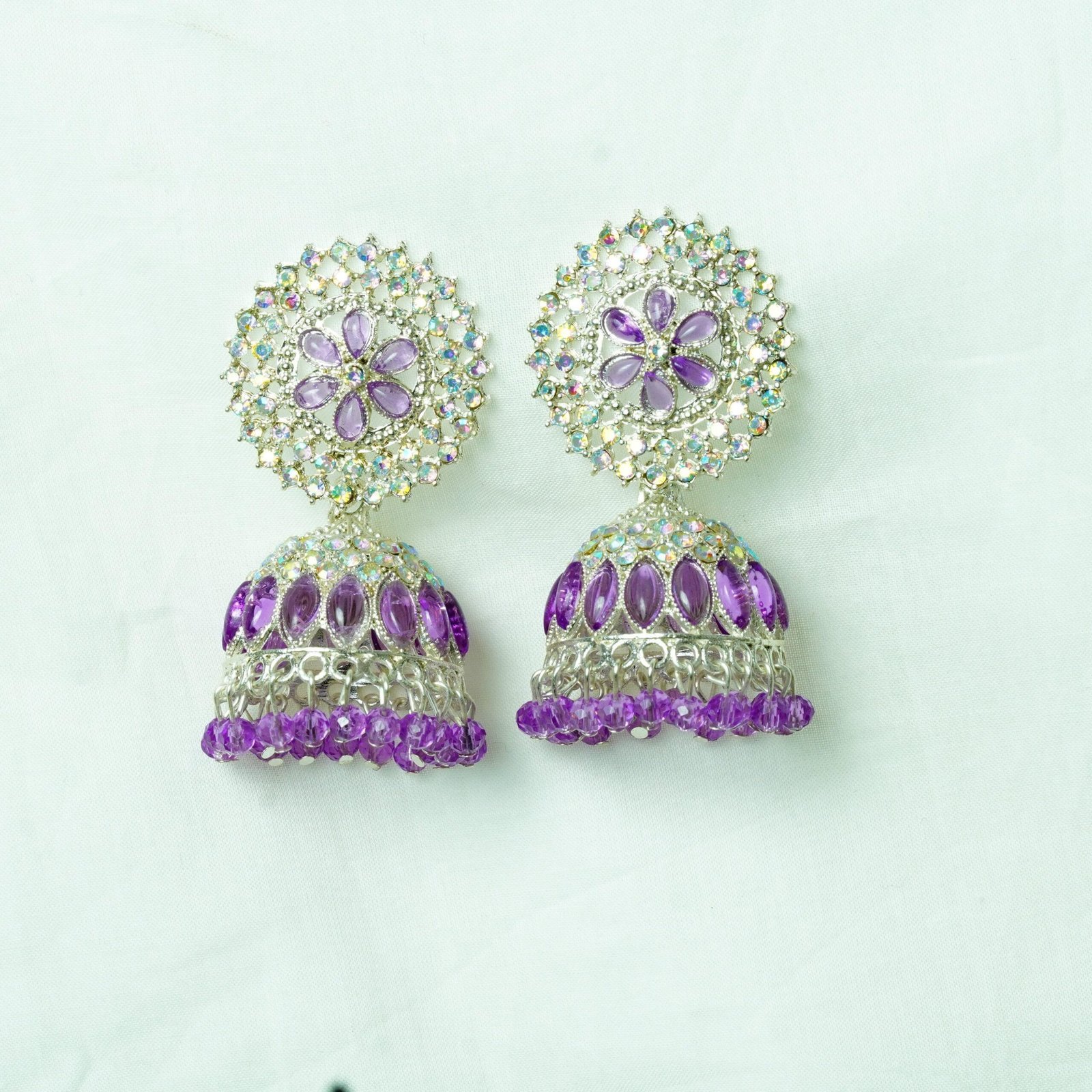 Aura Crystal Dangler Jhumkas - Image 3