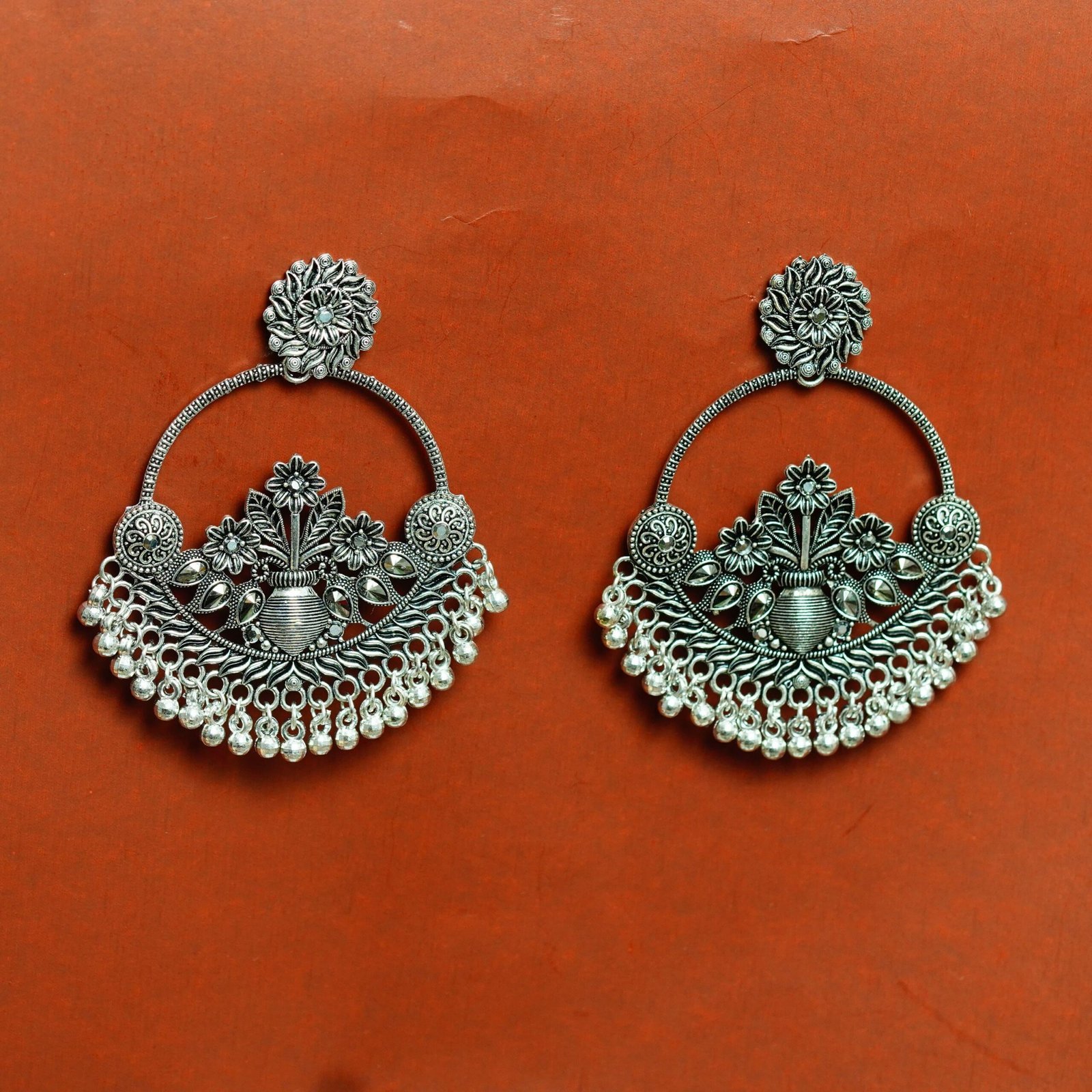 Traditional Motif Chandbali Hoops - Image 2