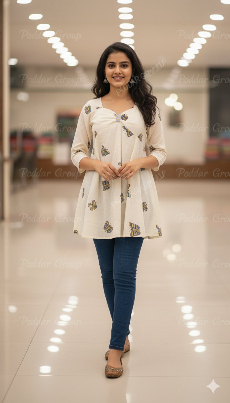 Sweet Butterfly Print A-Line Peplum Top