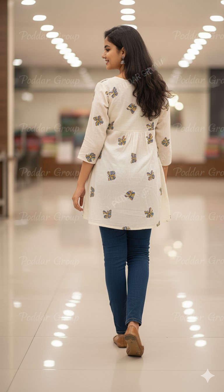 Sweet Butterfly Print A-Line Peplum Top - Image 2
