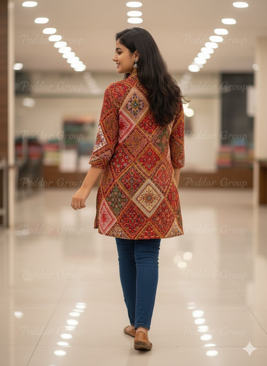 Bohemian Mosaic Long Sleeve Kurti/Tunic - Image 2